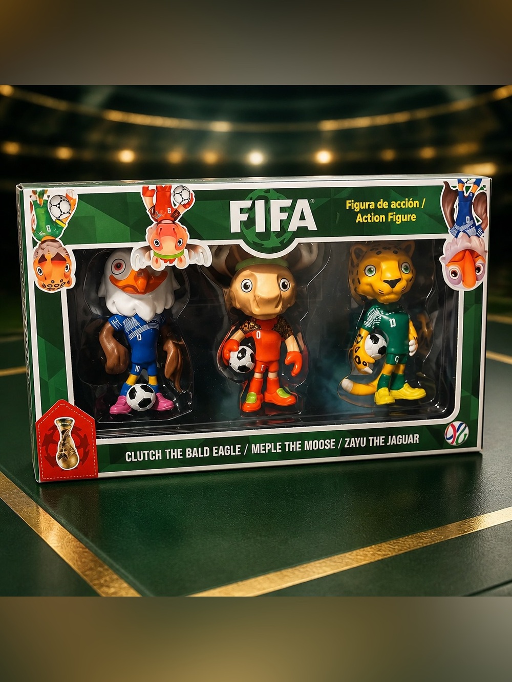 NIB FIFA World Cup Mascots 3 Pack Action Figures - Clutch, Meple & Zayu